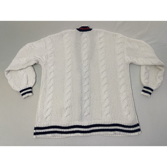 American Eagle Sweater Women Extra Small White Chunky Cable Knit Cardigan Preppy - Picture 7 of 7